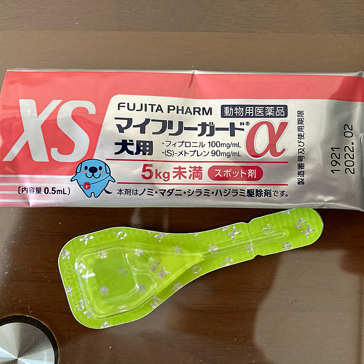 帰宅後にシャワー🚿を、浴び、ノミダニ薬を投与。
