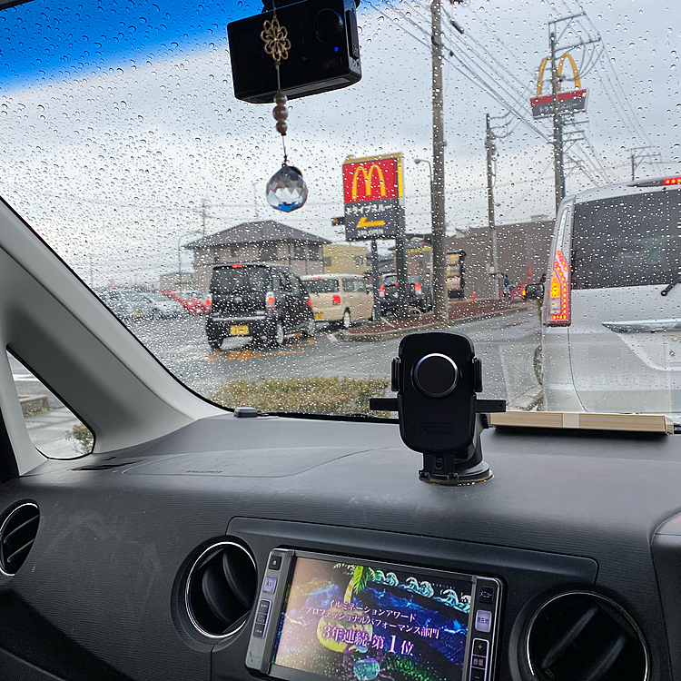 トリミング帰り、めっちゃ混んでました。私の車の後ろもかなり着いてます。二車線道路の一者線は目的地が、、