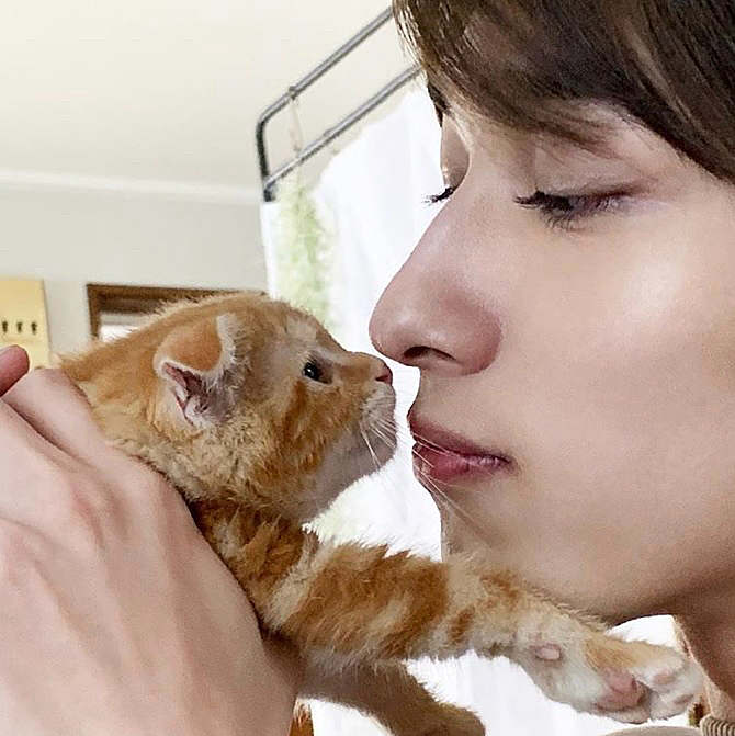 横浜流星くんとの猫kiss写真📸︎💕︎
さすが流星くん！
マジ⁉️って感じの顔で最高〜❤