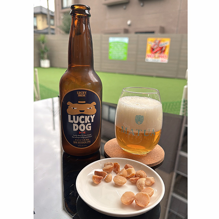 楽しんでる図5(飼い主が)

ビールがわんこの絵！




