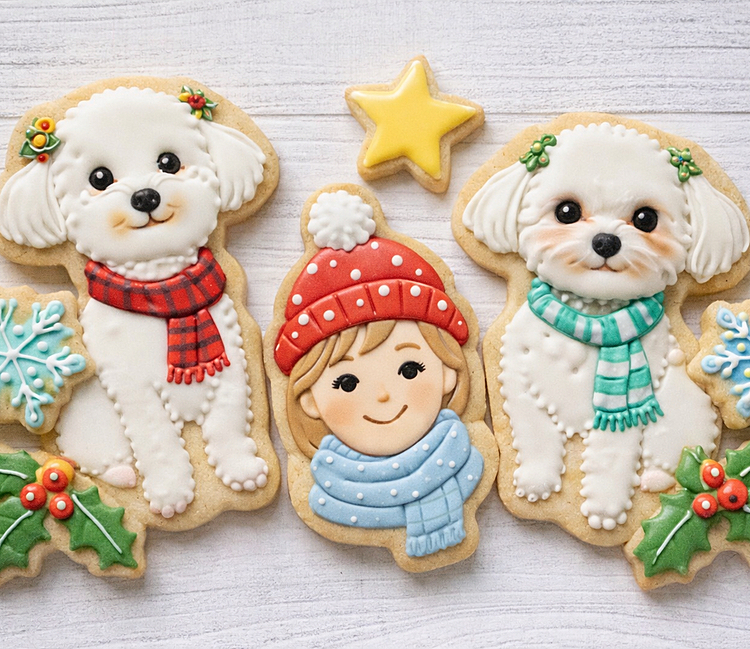 今年もよろしくお願いします🥺
初めてAI写真加工でぼんちゃんとれあちゃんをクッキーにしてみました☺️