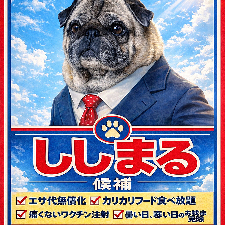 ワンコ&おパグが幸せになるように働きます🐶
清き1票を‥🤣