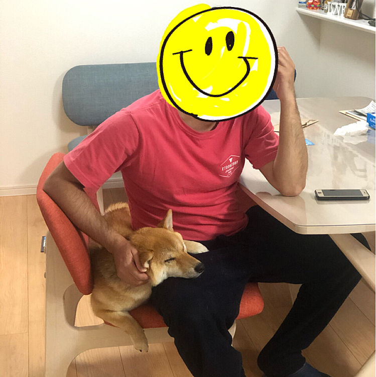 ぎゅーぎゅーでもパパと一緒にいたいペルシア👨❤️🐶